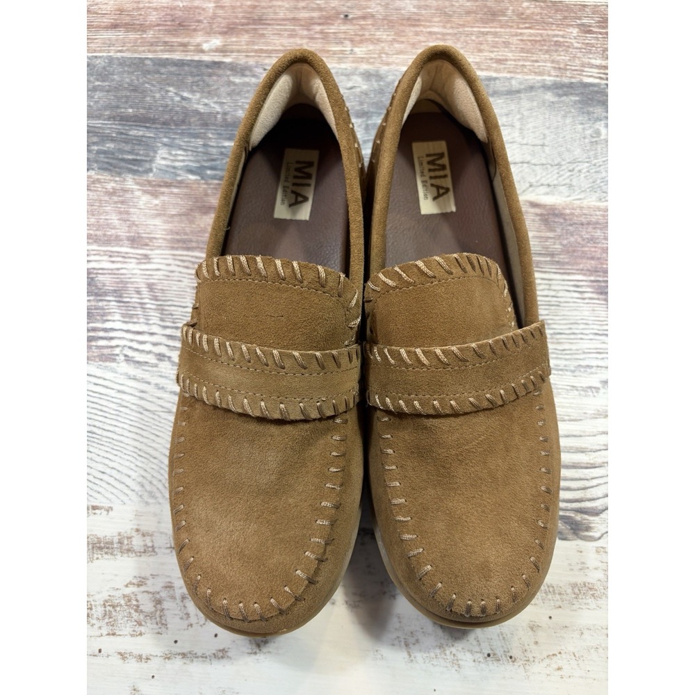 MIA Natalee Moc Slip On Loafers Womens Brown Suede Flats ML2815-TAN 8.5